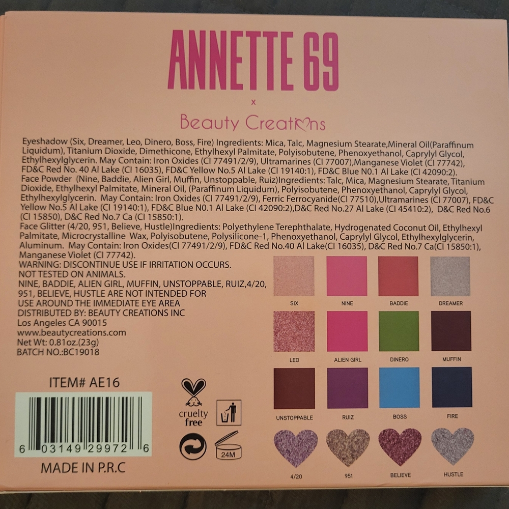 Annette 69 Glam Eyeshadow Palette with 16 Vibrant Colors - Picture 9 of 10